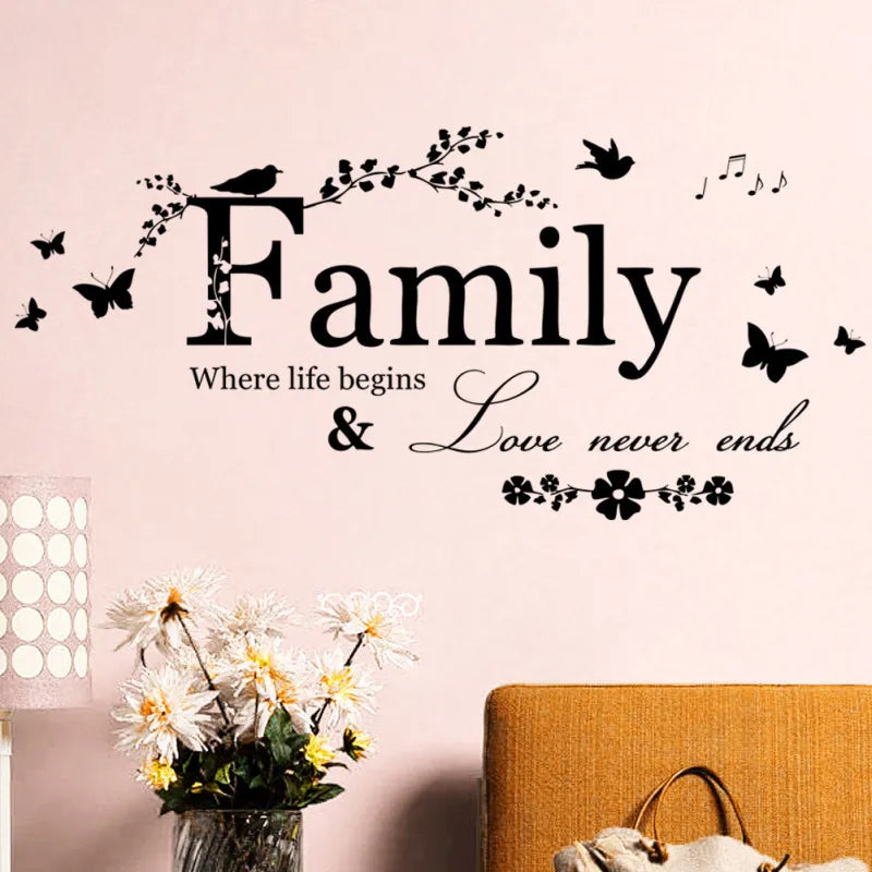 Simple English Family Living Room Bedroom Wall Decorative Sticker (2 Stickers)