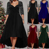 Women Fashion Sexy Plus Size V-Neck Long Sleeve Bead Big Swing Party Dress