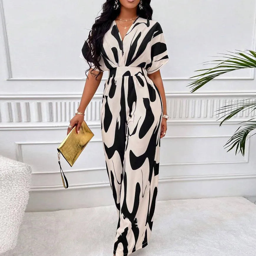 Women Fashion Printed Wide-Leg Jumpsuit