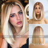 Women Fashion Gradient Platinum Mixed Color Stamp Shoulder Short Straight Wig