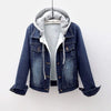 Women Fashion Winter Plush Denim Hooded Coat