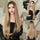 Women Gold Gradient Chemical Fiber Long Straight Wig