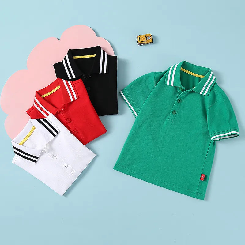 Children Kids Toddlers Fashion Boys Lapel Short Sleeve Basic Polo T-Shirt