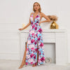 Women Sexy V-Neck Strap Side Slit Maxi Dress