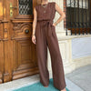 Women'S Casual Solid Color Sleeveless Wide-Leg Jumpsuits