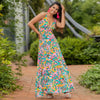 Summer Women Casual Bohemian V-Neck Floral Print Maxi Dress