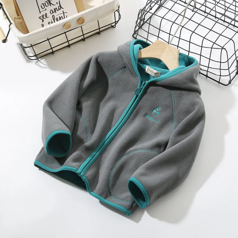 Kids Toddler Girls Boy Fashion Casual Sports Reversible Fleece Hooded Jacket