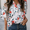 Women Fashion Floral Printing Loose Half Sleeve Pullover Blouses