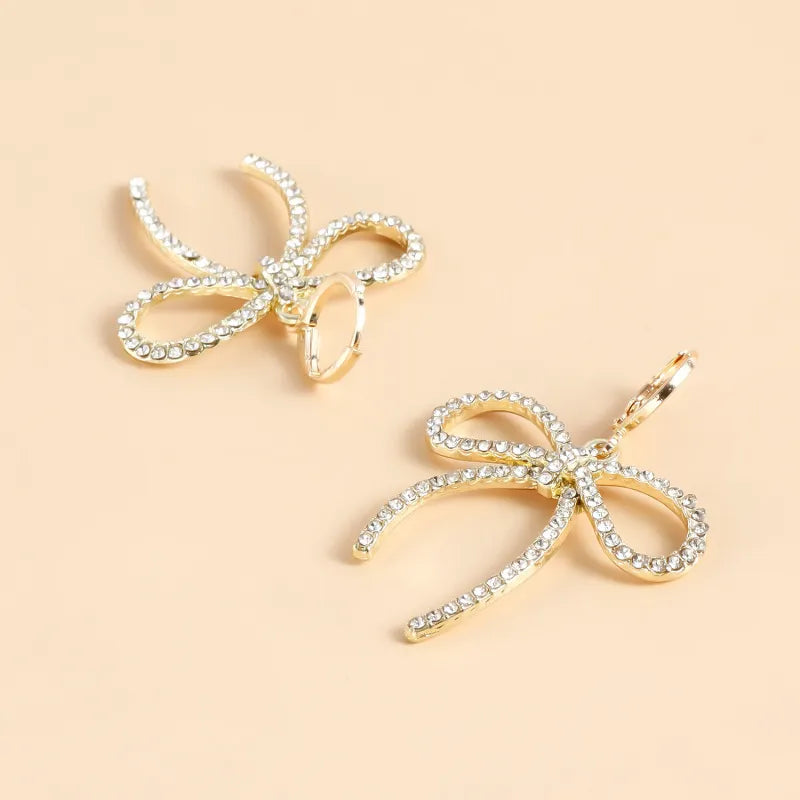 2 Pcs Fashion Rhinestone Bow Earrings