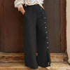 Women Loose Casual Multi-Button Split Wide Leg High Waist Pants