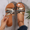 Plus Size Women Fashion Colorblock Round Toe Flat Slippers