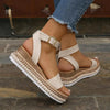 Summer Women Fashion Plus Size Hemp Rope Bottom Belt Buckle Thick-Soled Sandals