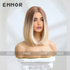 Women Fashion Gradient Platinum Mixed Color Stamp Shoulder Short Straight Wig