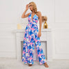 Women Sexy V-Neck Strap Side Slit Maxi Dress