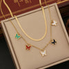 Women's Fashion Double Layer Butterfly Star Moon Stainless Steel Necklace
