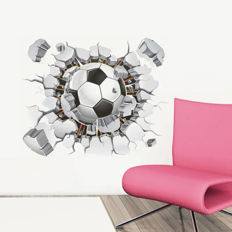 Living Room Background Wall Sticker Bedroom Football Broken Wall Wall Sticker (2 Stickers)