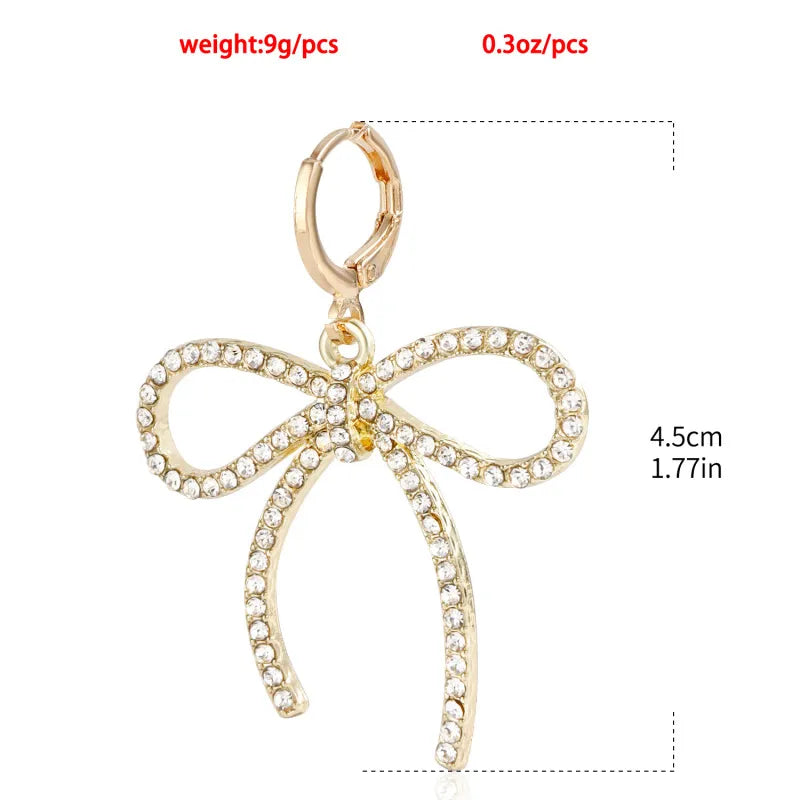 2 Pcs Fashion Rhinestone Bow Earrings