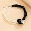 Retro Stitching Knot Multi-Layer Imitation Pearl Necklace