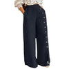 Women Loose Casual Multi-Button Split Wide Leg High Waist Pants