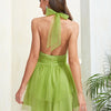 Women Sweet Neck Solid Color Sleeveless Party Dress