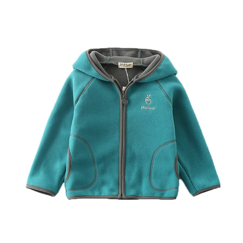Kids Toddler Girls Boy Fashion Casual Sports Reversible Fleece Hooded Jacket