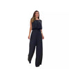 Elegant Women Backless Loose Elastic Waist Solid Color Office Jumpsuits