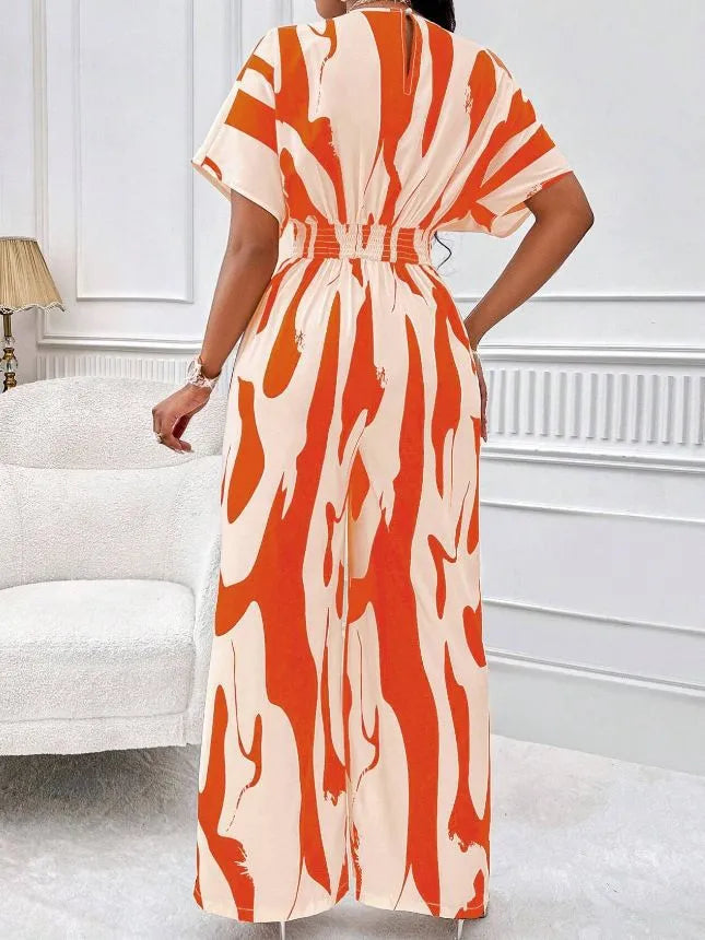 Women Fashion Printed Wide-Leg Jumpsuit