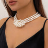 Retro Stitching Knot Multi-Layer Imitation Pearl Necklace