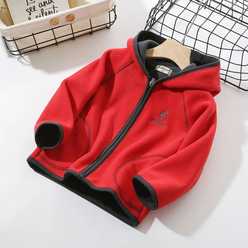 Kids Toddler Girls Boy Fashion Casual Sports Reversible Fleece Hooded Jacket