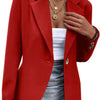 Ladies Casual Long Sleeve Solid Color One Button Blazer