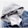 Women Fashion Winter Plush Denim Hooded Coat