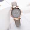 2 PCS Glitter Starry Silver Fashion Women Frosted Pu Band Belt Quartz Watch