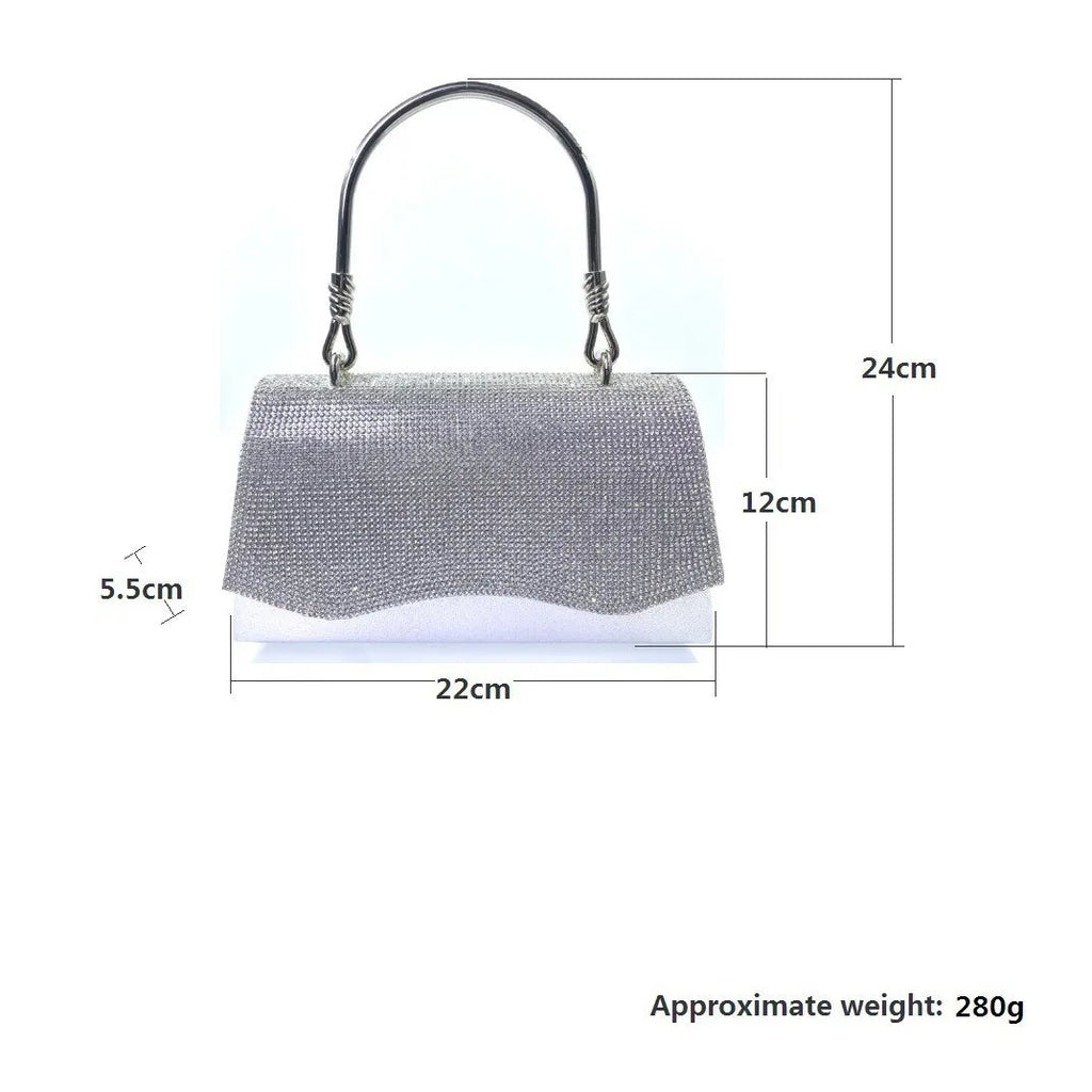 Women Fashionable Simple Flap Rhinestone Square Hand Dinner Bag