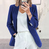 Women Long-Sleeved Solid Color Button Blazer