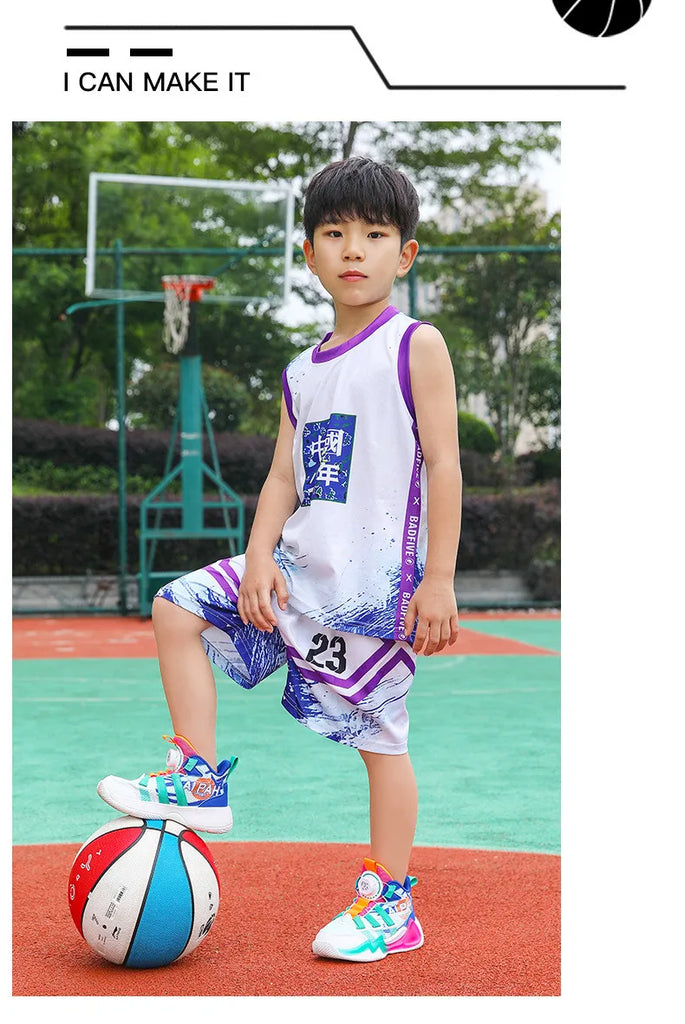 Kids Boys Fashion Casual Mesh Breathable Color block Letter Swivel Button High Top Sneakers