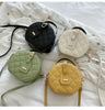 Women Rhombus Stitching Small Round Shape Belted PU Quilted Crossbody Bag