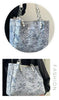 Women Fashion Large Capacity Jacquard Canvas Pearl Chain Shoulder Tote Bag