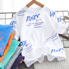 Kids Boys Casual Round Neck Short Sleeve Letter All Over Print Loose T-Shirt