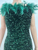 Women Fashion Sexy Plus Size Off Shoulder Feather Sequins Party Dress