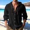 Men Fashion Casual Solid Color Long Sleeve Hooded Shirt