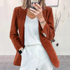 Women Long-Sleeved Solid Color Button Blazer