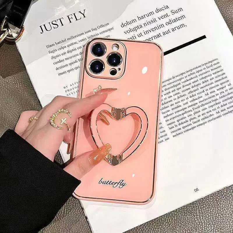 Women Fashion Simple Love Bracket Phone Case