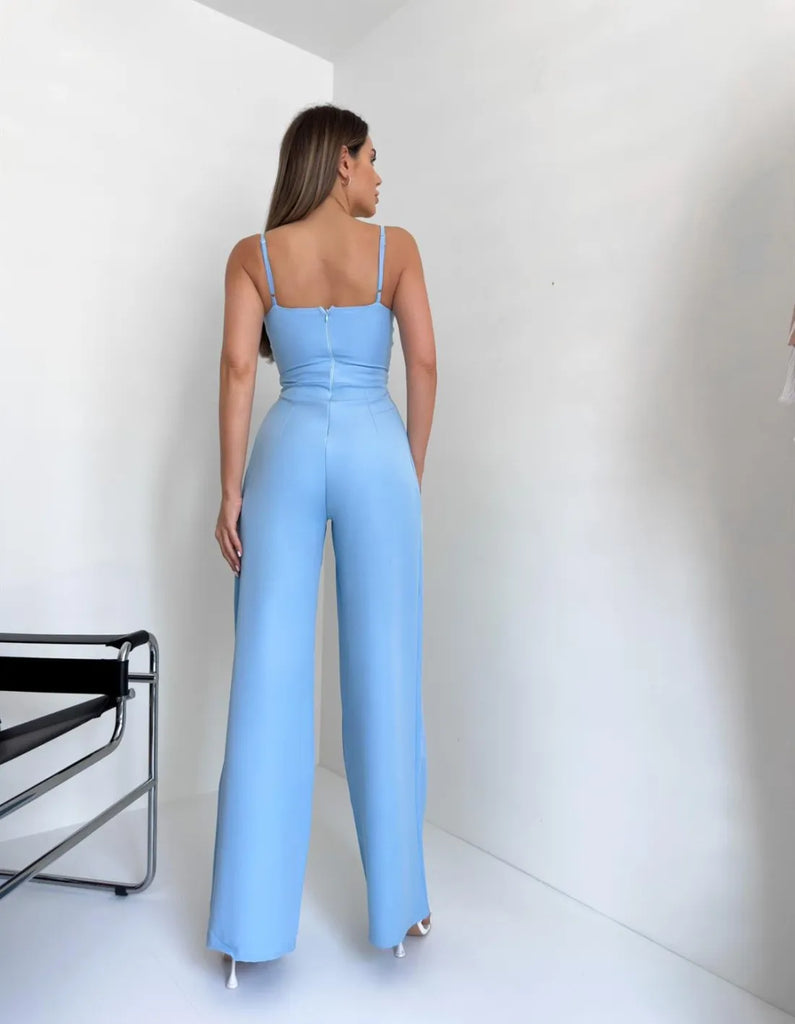 Summer Women Fashion Sexy Sling High Waist Solid Color Jumpsuits