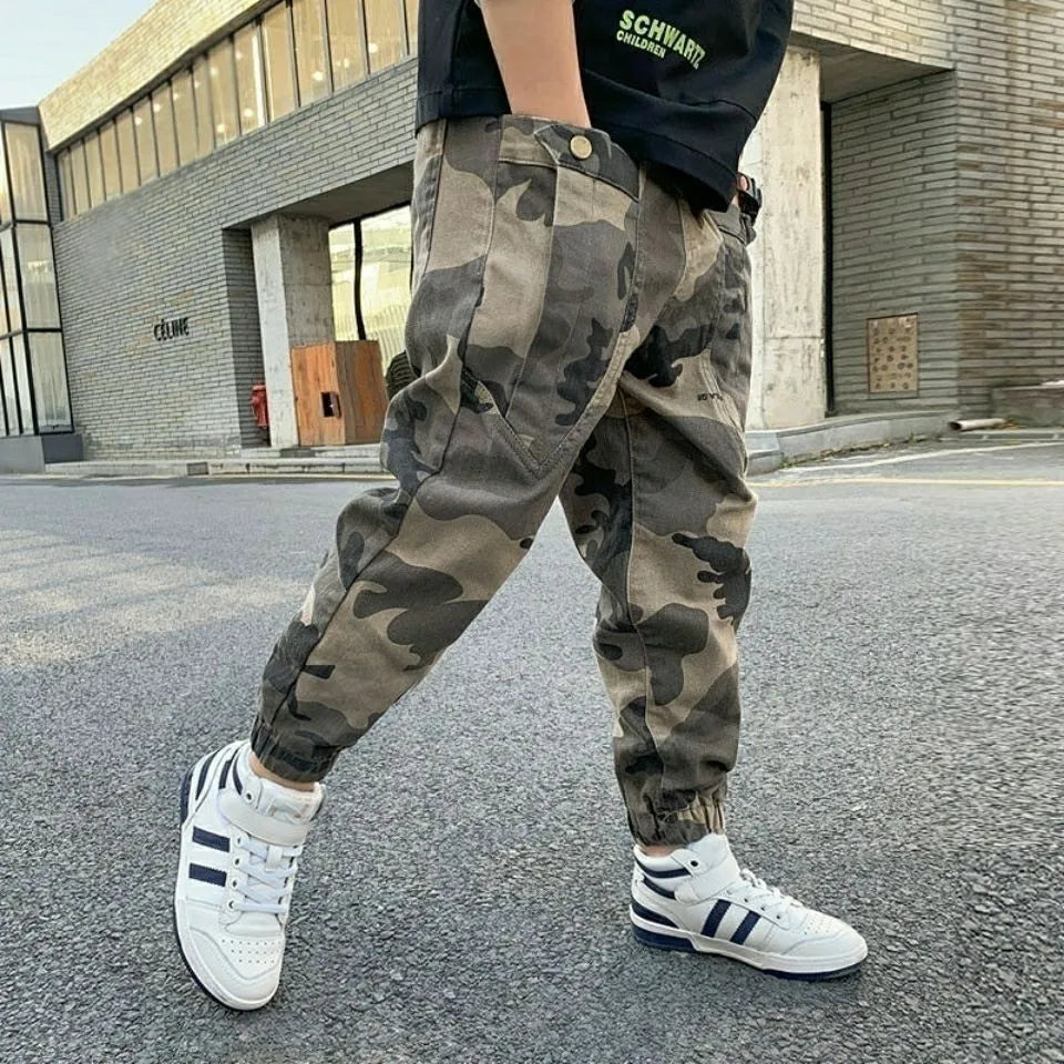 Kids Toddler Big Boys Spring Autumn Fashion Casual Camouflage Cargo Pants