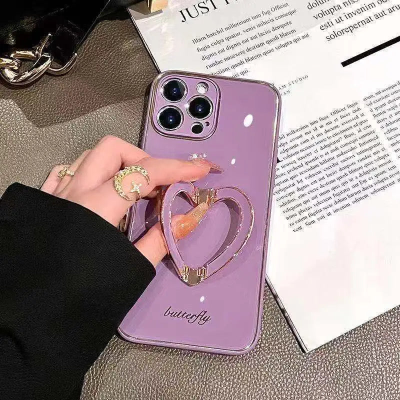 Women Fashion Simple Love Bracket Phone Case