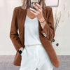 Women Long-Sleeved Solid Color Button Blazer