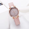 2 PCS Glitter Starry Silver Fashion Women Frosted Pu Band Belt Quartz Watch