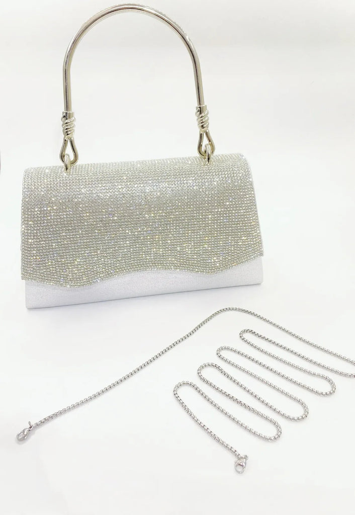 Women Fashionable Simple Flap Rhinestone Square Hand Dinner Bag