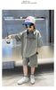 Kids Big Boys Summer Fashion Casual Solid Color Letter Round Neck Two-Piece Set