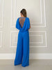 Elegant Women Backless Loose Elastic Waist Solid Color Office Jumpsuits